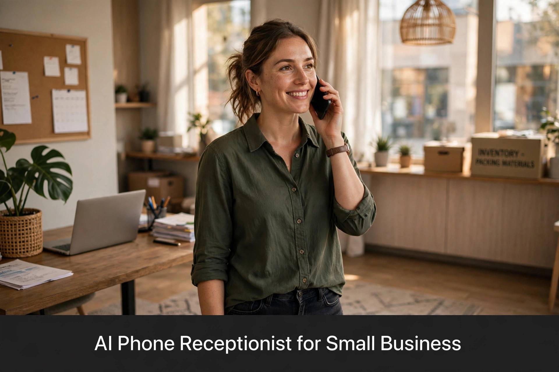 Small business owner missing an important customer phone call while busy serving a client in person